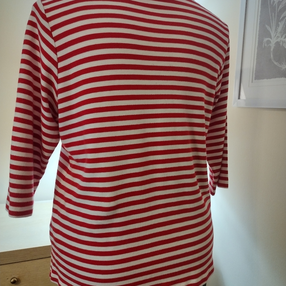 CJ Banks 1X Red White Striped Dazzled Nautical Boat neck 3/4 Sleeve Knit - Picture 5 of 11